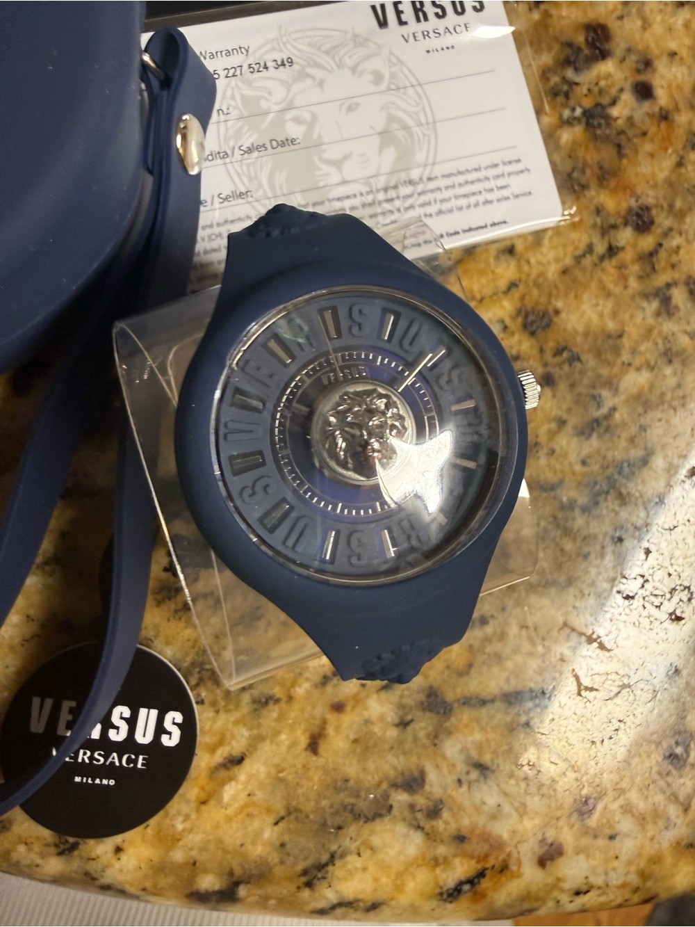 Versace Men's Dark Blue Silicone Medusa Center Dial Watch